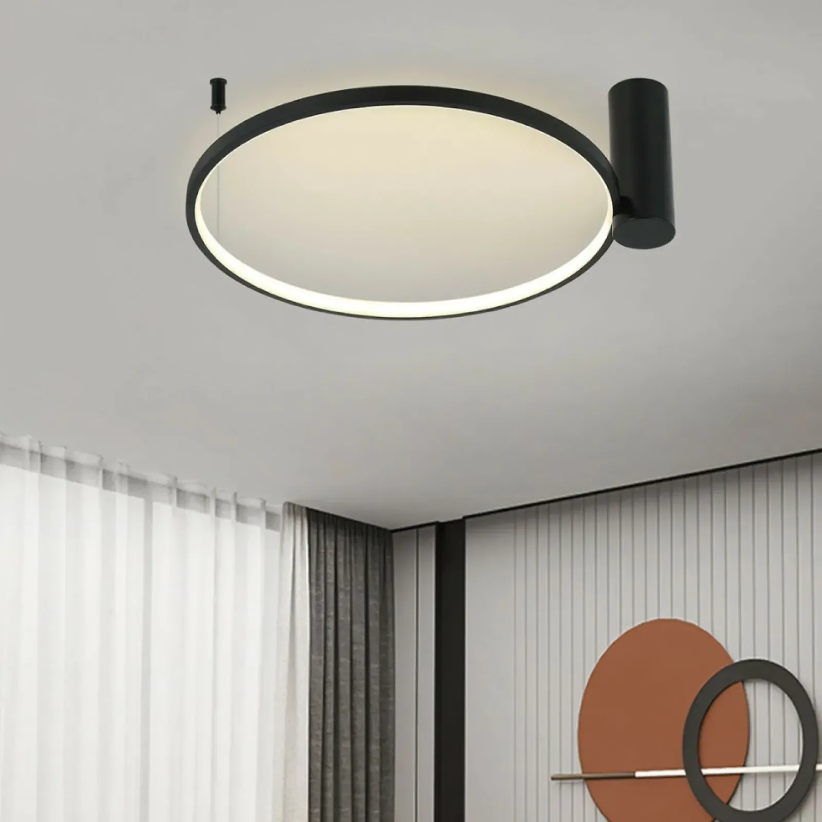 Sklep Kaja Nowoczesny plafon do sypialni LP-909/1C 4S BK RING | Kaja Oświetlenie Online