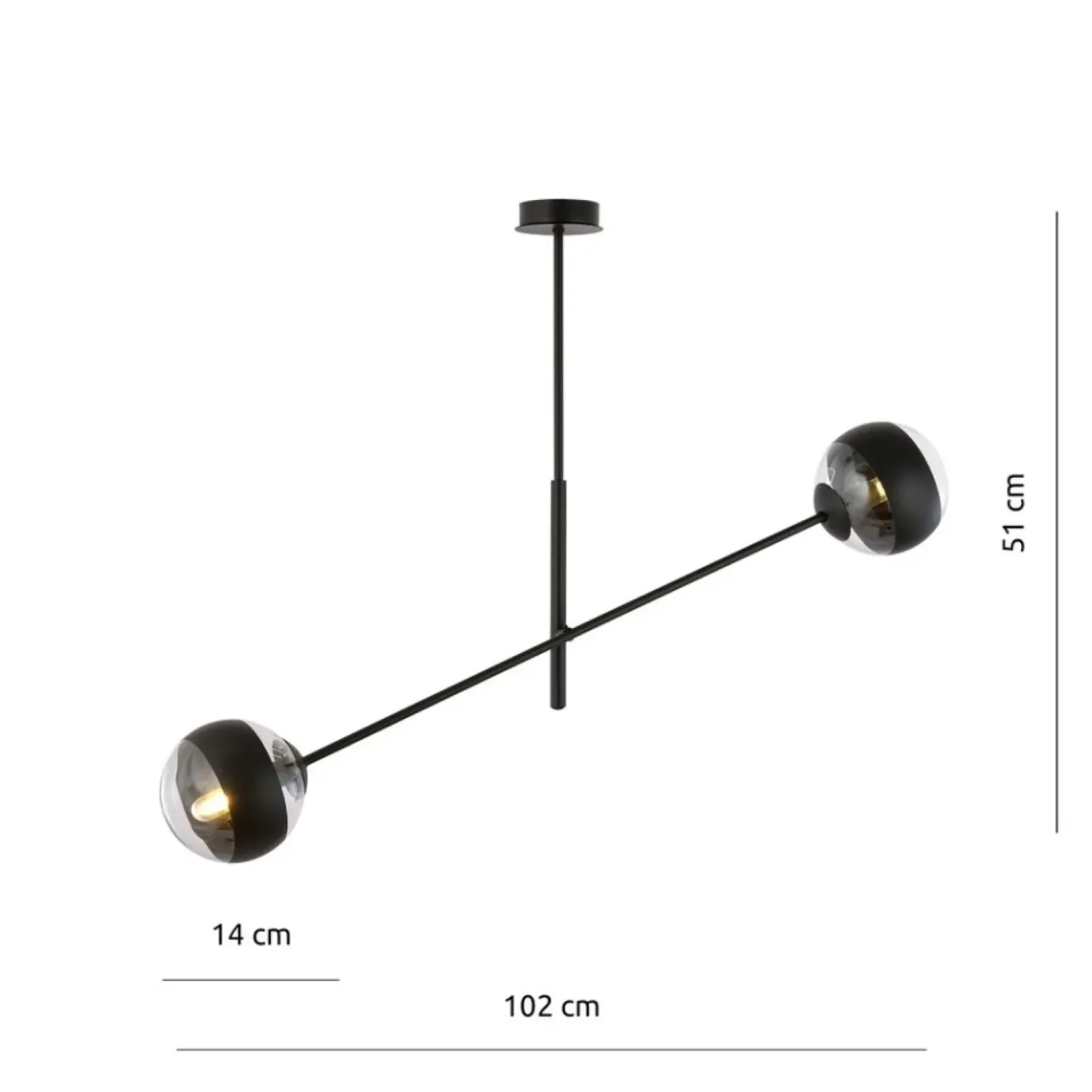 Sklep Kaja Obrotowa lampa sufitowa, dwa klosze 1168/2 LINEAR | Kaja Oświetlenie Shop