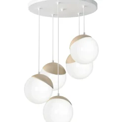 Sklep Kaja Okazała lampa wisząca z białymi kloszami MLP5426 z serii SFERA WOOD | Kaja Oświe Cheap