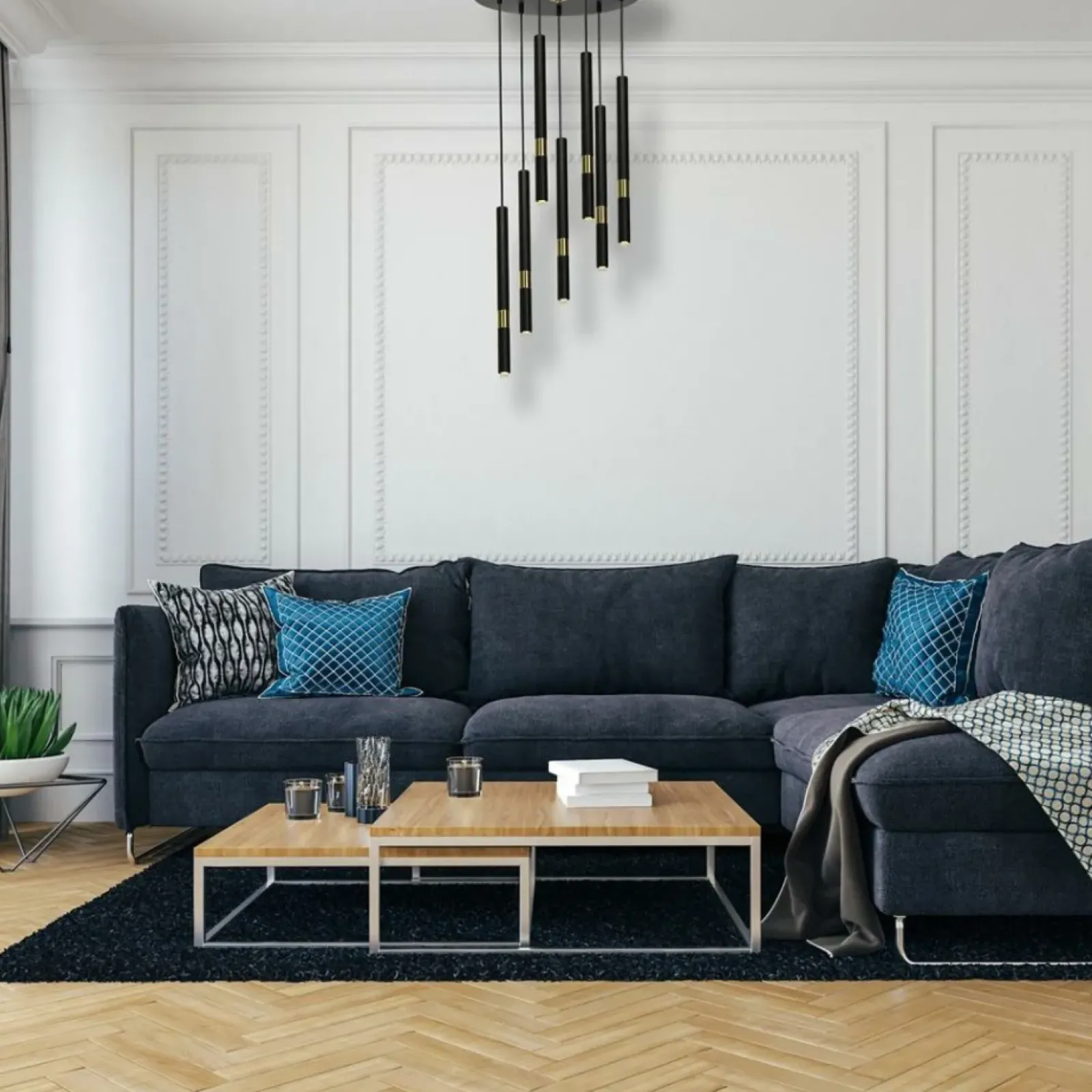 Sklep Kaja Okazała lampa wisząca z tubami, do salonu MLP6385 z serii MONZA | Kaja Oświetlen Discount