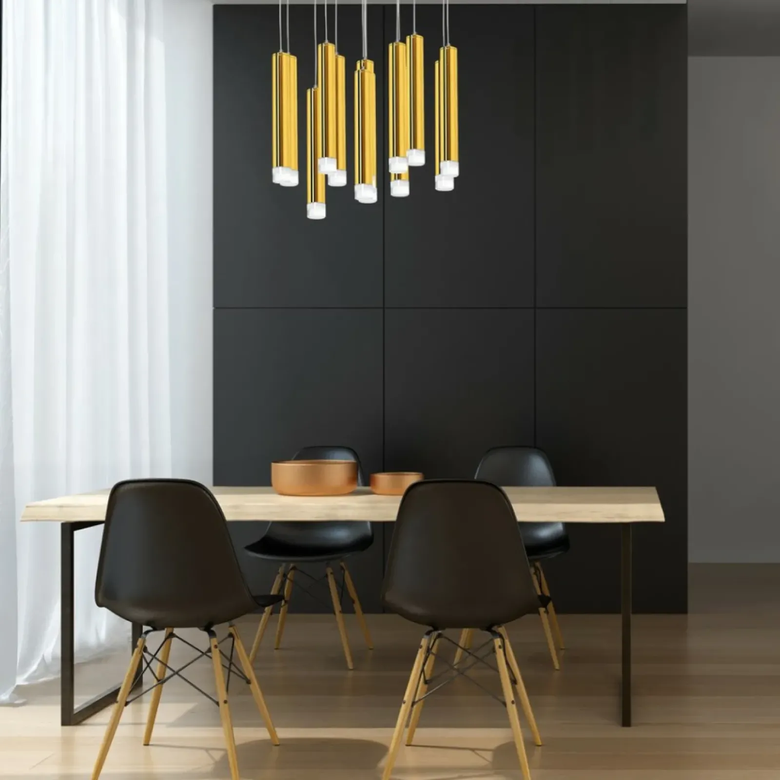 Sklep Kaja Okazała lampa wisząca ze złotymi tubami ML5716 z serii GOLDIE | Kaja Oświetlenie Cheap