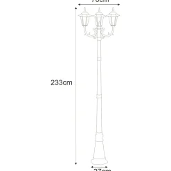 Sklep Kaja Okazała latarnia ogrodowa 233cm K-7009A2/3 CZ STANDARD | Kaja* Latarnie Ogrodowe|Lampy Ogrodowe Stojące