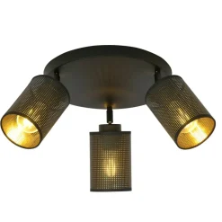 Sklep Kaja Okrągła lampa z czarno-złotymi abażurami 1152/3PREM BRONX | Kaja czarny Flash Sale