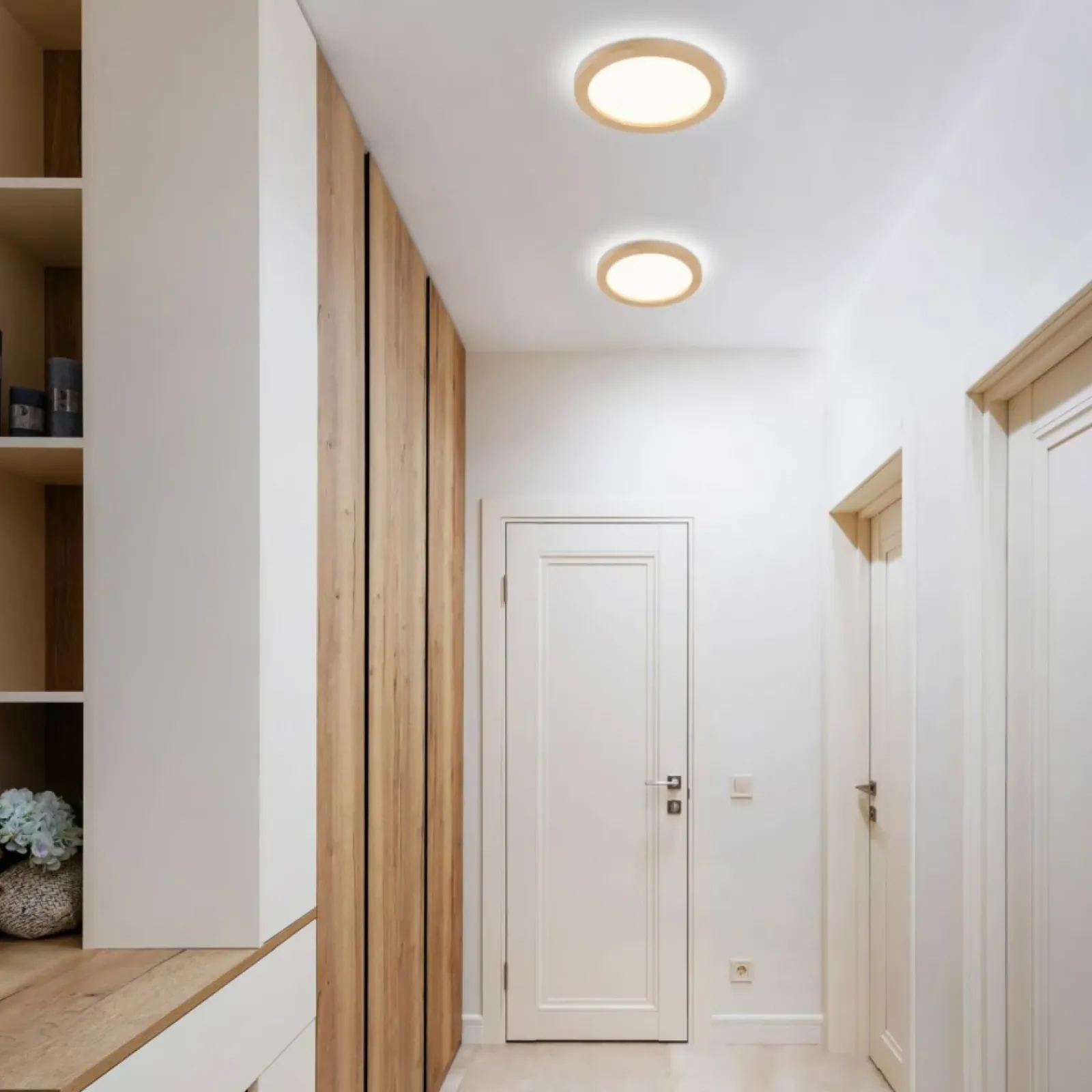 Sklep Kaja Okrągła, ledowa lampa sufitowa z drewna TK 18004 AQUA WOOD BUK | Kaja* Lampy Do Łazienki|Plafony Klasyczne