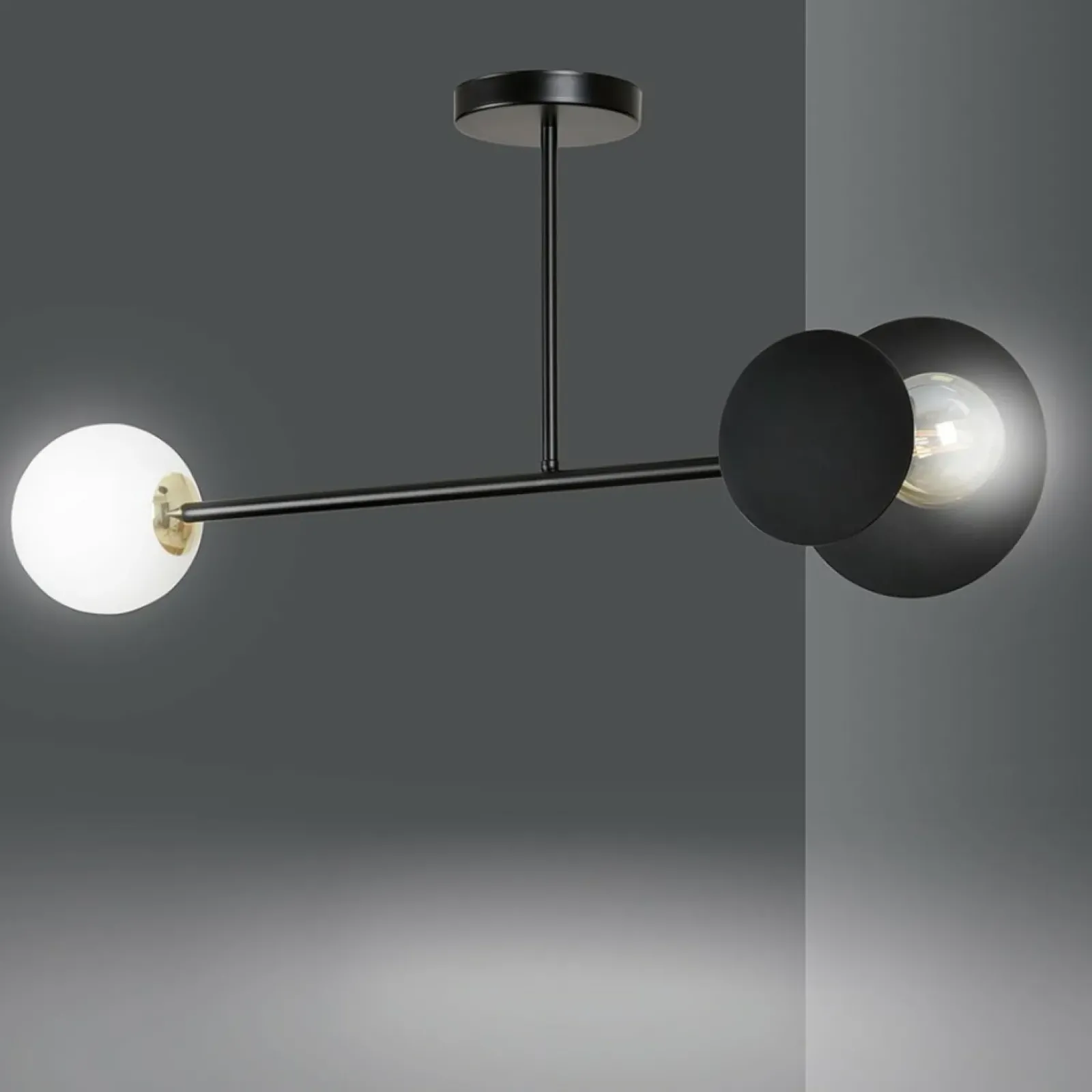 Sklep Kaja Oryginalna czarna lampa sufitowa na dwie żarówki 612/2 | Kaja Store