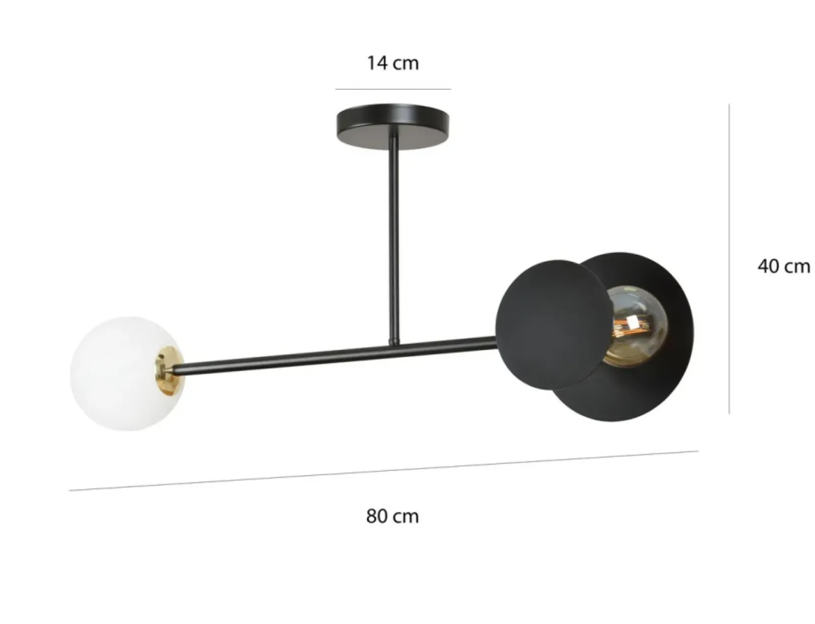 Sklep Kaja Oryginalna czarna lampa sufitowa na dwie żarówki 612/2 | Kaja Store
