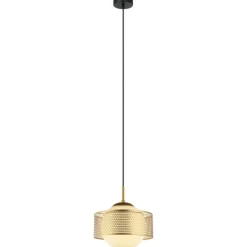 Sklep Kaja Ozdobna, czarno-złota lampa wisząca ⌀25cm PND-55456-1L-GD - LOMICA Hot
