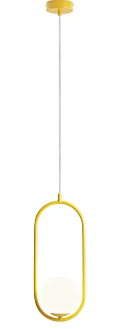 Sklep Kaja Ozdobna, żółta lampa wisząca z białą kulą 1086G14 z serii RIVA | Kaja Zadzwońporabattel.783200183(8-16)/mailsklep@kaja.com.pl Best Sale