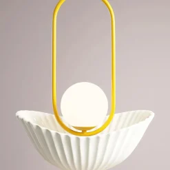 Sklep Kaja Ozdobna, żółta lampa wisząca z białą kulą 1086G14 z serii RIVA | Kaja Zadzwońporabattel.783200183(8-16)/mailsklep@kaja.com.pl Best Sale