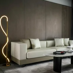 Sklep Kaja Ozdobna, złota lampa stojąca LED ABR-EOS-G-30W SPIRALI | Kaja* Lampy Led