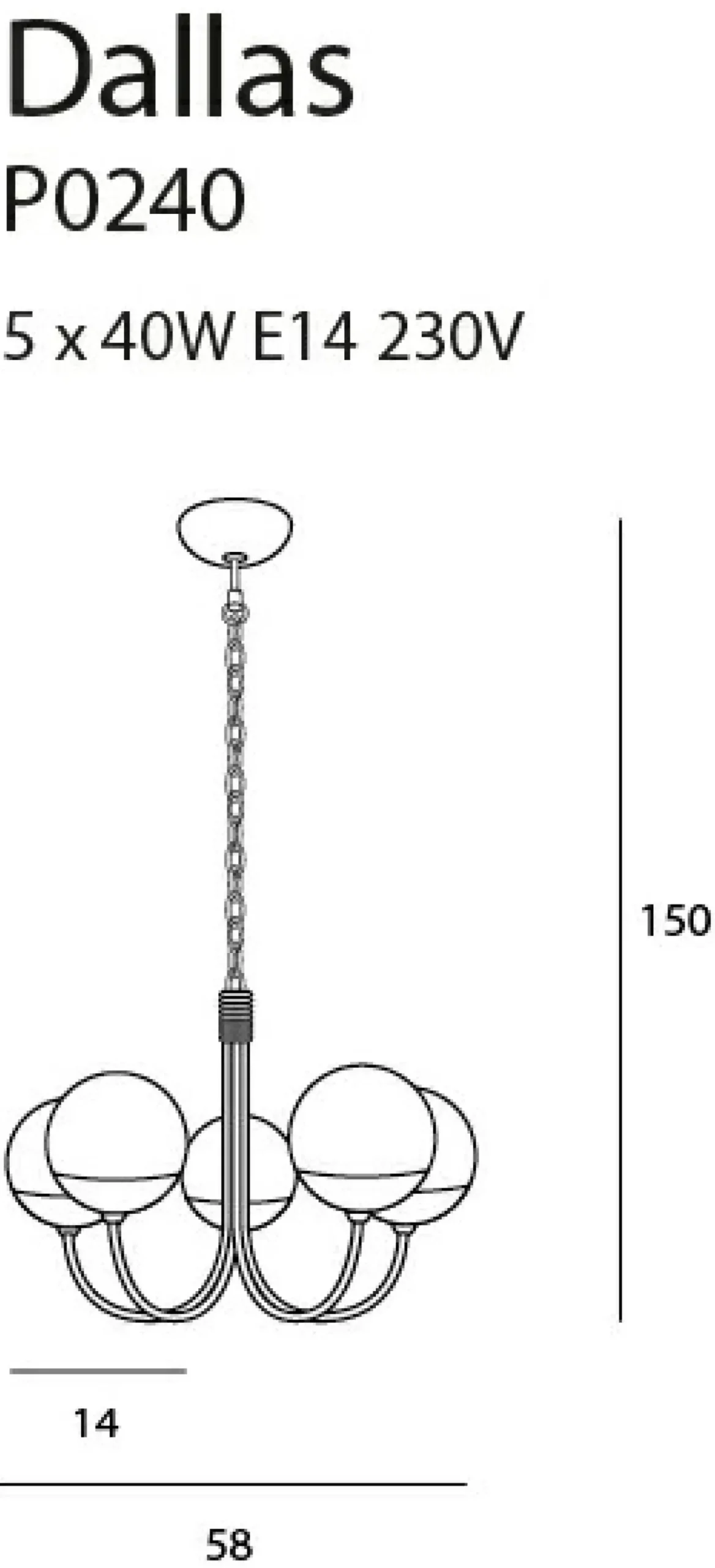Sklep Kaja Pięcioramienna lampa wisząca z kloszami MX P0240 DALLAS | Kaja New