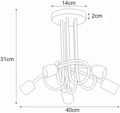 Sklep Kaja Pięcioramienna, loftowa lampa sufitowa K-3621 DEZE | Kaja Oświetlenie czarny Sale