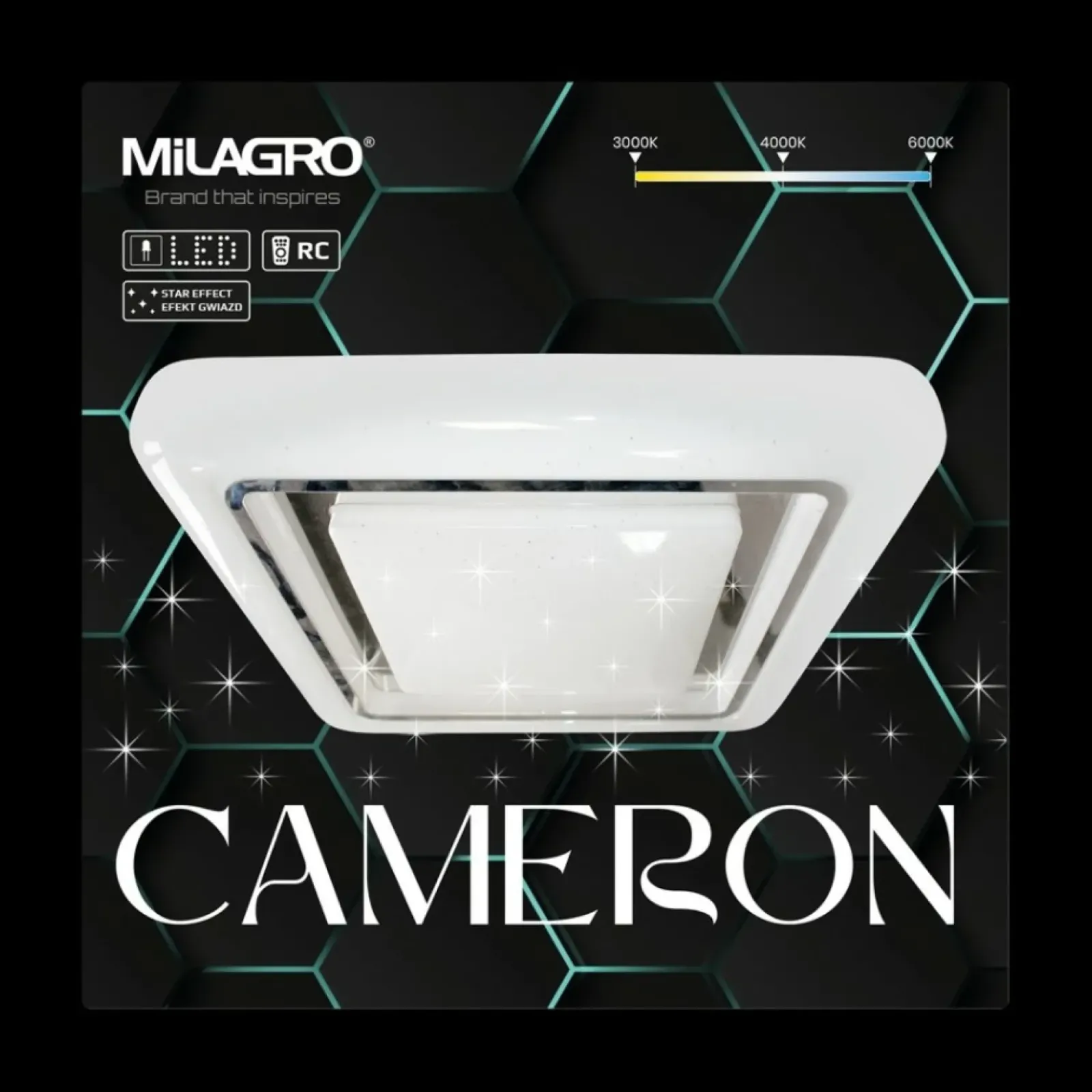 Sklep Kaja Plafon z pilotem do sterowania, zmienna barwa ML7938 z serii CAMERON | Kaja Oświ* Lampy Led|Plafony Nowoczesne