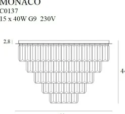 Sklep Kaja Plafon z wiszącymi kryształkami MX C0137 MONACO | Kaja Oświetlenie Best Sale