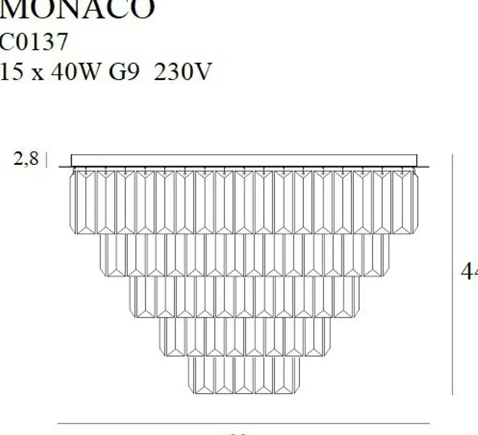 Sklep Kaja Plafon z wiszącymi kryształkami MX C0137 MONACO | Kaja Oświetlenie Best Sale