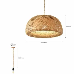 Sklep Kaja Pleciona, naturalna lampa wisząca ABR-NLW36-BH-E27 BOHO | Kaja brązowy Store