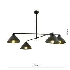 Sklep Kaja Poczwórna lampa wisząca z metalowymi kloszami 1211/4 z serii MAVERICK czarny Shop