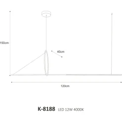 Sklep Kaja Podłużna lampa wisząca, neutralny LED o mocy 12W K-8188 z serii MONA | Kaja Oświ czarny Flash Sale