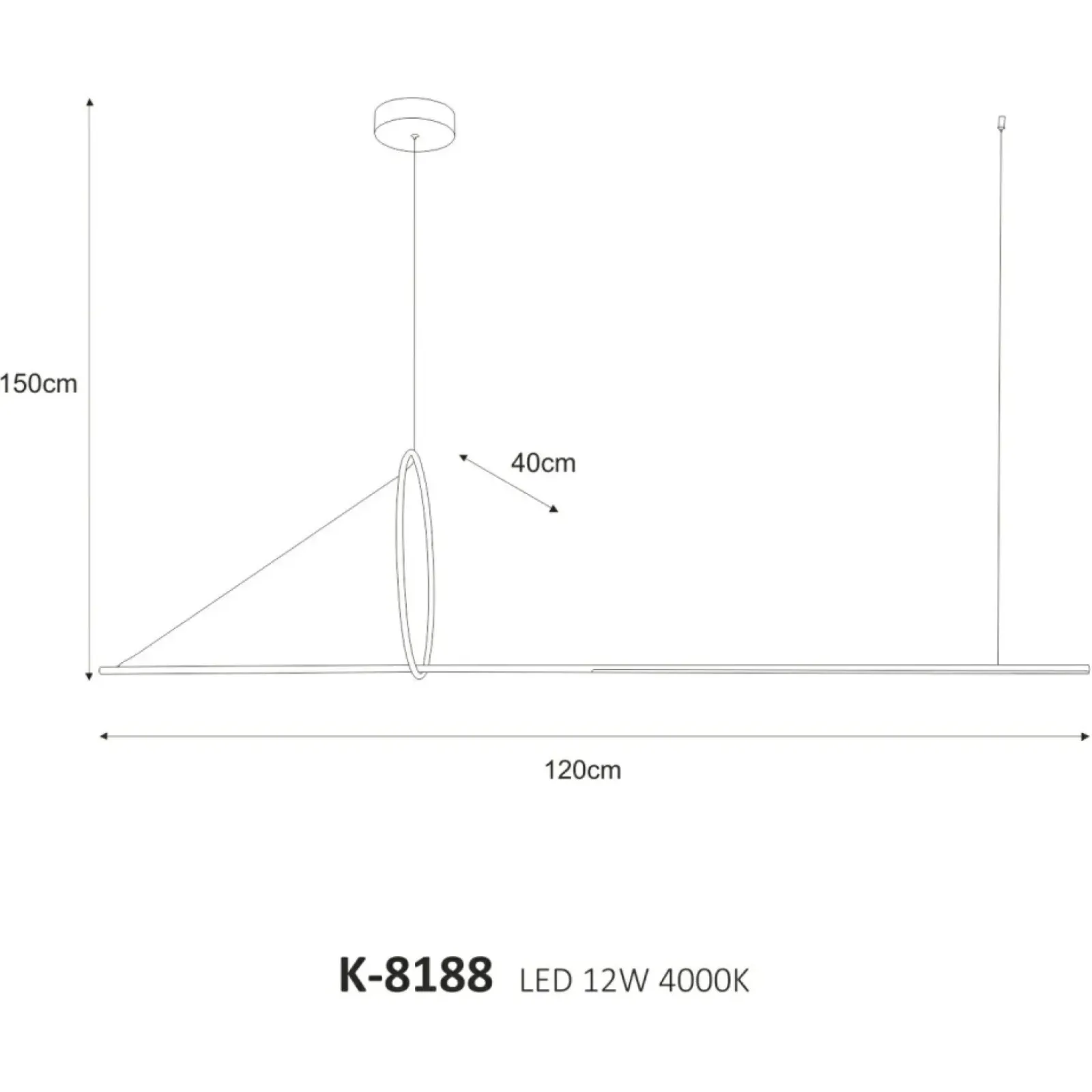 Sklep Kaja Podłużna lampa wisząca, neutralny LED o mocy 12W K-8188 z serii MONA | Kaja Oświ czarny Flash Sale