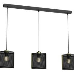 Sklep Kaja Podłużna lampa wisząca, trzy ażurowe abażury LX 4150 z serii KAGA czarny Best