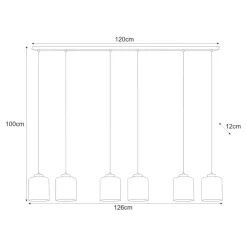 Sklep Kaja Podłużna lampa wisząca z sześcioma kloszami K-5577 z serii MI Outlet