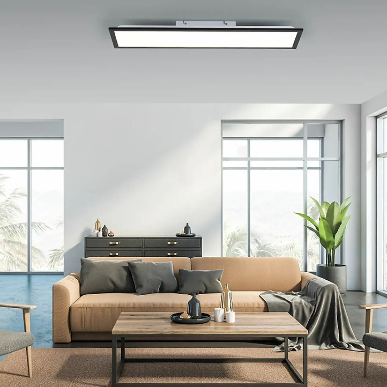 Sklep Kaja Podłużny plafon LED o ciepłej barwie światła 14741-18 z serii FLAT* Plafony Nowoczesne|Lampy Led