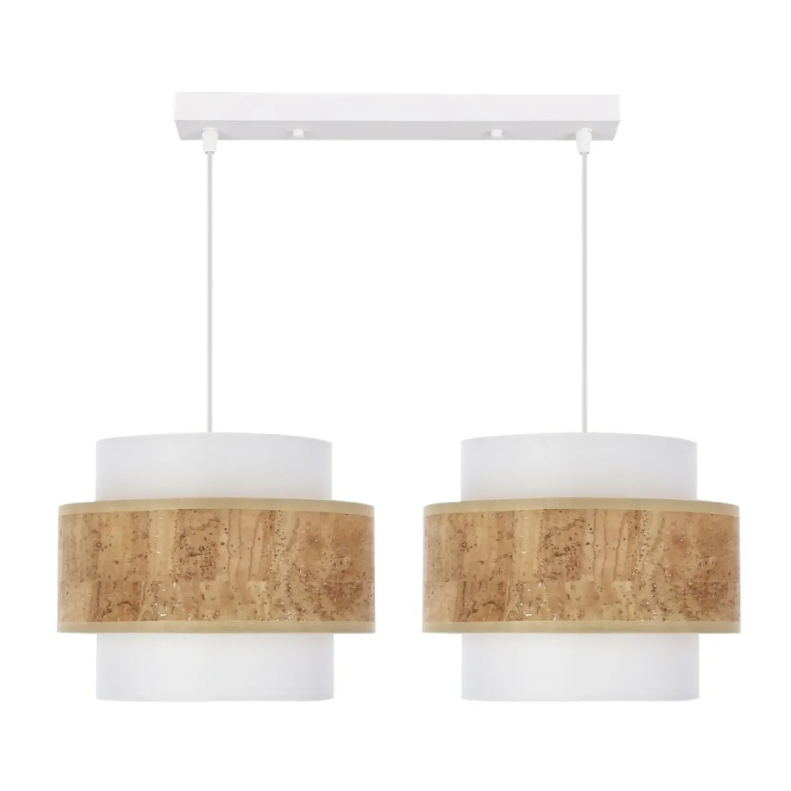 Sklep Kaja Podwójna, biała lampa wisząca, z abażurami 32-18120 z serii CORK Outlet