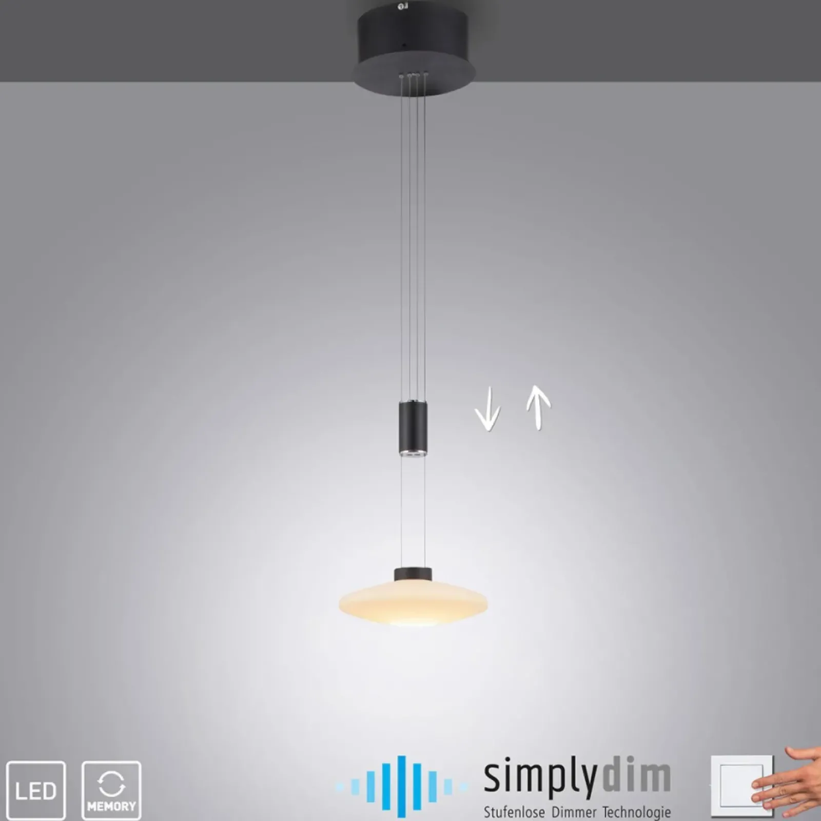 Sklep Kaja Pojedyncza lampa wisząca LED z pamięcią 2080-18 z serii LAUTADA | Kaja czarny Cheap