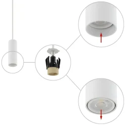Sklep Kaja Pojedyncza lampa wisząca, smukła tuba 12,5cm 10764 FOURTY | Kaja biały Best