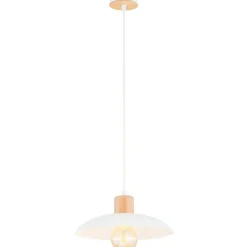 Sklep Kaja Pojedyncza lampa wisząca z drewnem 1319/1 KOBE | Kaja Oświetlenie biały Sale
