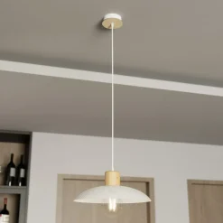 Sklep Kaja Pojedyncza lampa wisząca z drewnem 1319/1 KOBE | Kaja Oświetlenie biały Sale