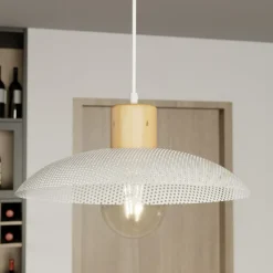 Sklep Kaja Pojedyncza lampa wisząca z drewnem 1319/1 KOBE | Kaja Oświetlenie biały Sale