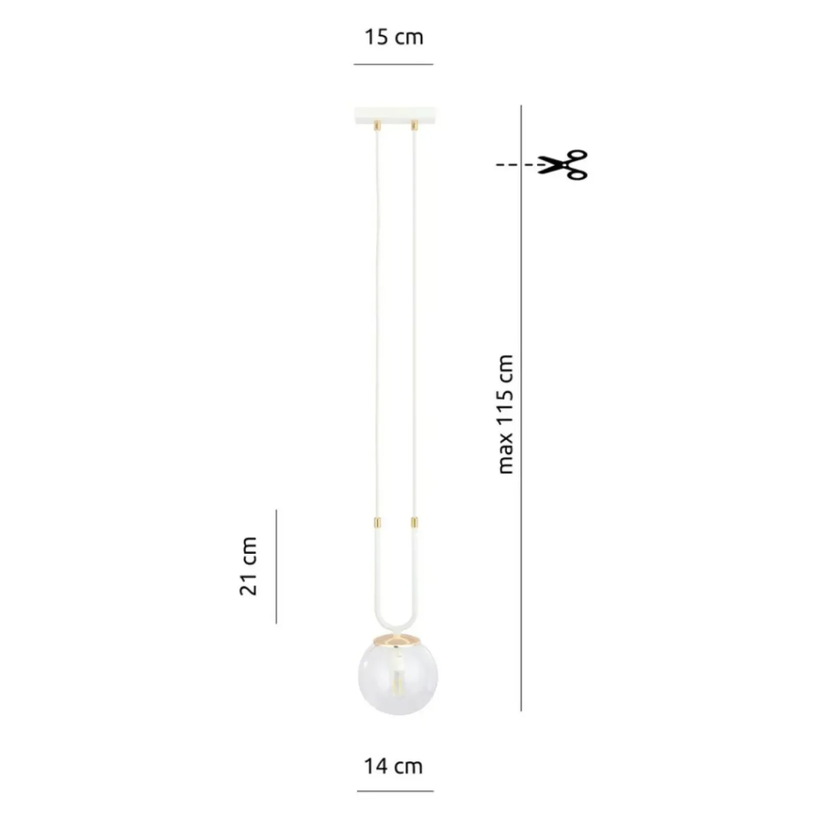 Sklep Kaja Pojedyncza lampa wisząca z okrągłym kloszem 1116/1 GLAM | Kaja Cheap