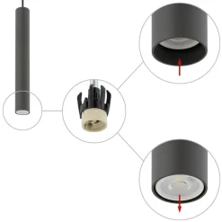 Sklep Kaja Pojedyncza, punktowa lampa wisząca, tuba 30cm 10903 FOURTY | Kaja szary Hot