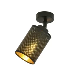 Sklep Kaja Pojedynczy reflektor z czarno-złotym abażurem 1152/1 BRONX | Kaja czarny Store