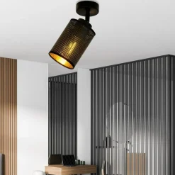 Sklep Kaja Pojedynczy reflektor z czarno-złotym abażurem 1152/1 BRONX | Kaja czarny Store