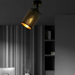 Sklep Kaja Pojedynczy reflektor z czarno-złotym abażurem 1152/1 BRONX | Kaja czarny Store