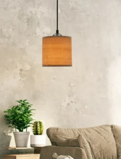 Sklep Kaja Pojedynczy zwis z abażurem imitującym drewno 31-18311 LEGNO | Kaja Store