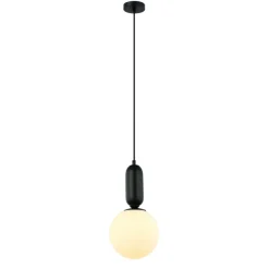 Sklep Kaja Pojedynczy zwis z małym, białym kloszem PND-02340-1M-BK ALDEVA | Kaja Online