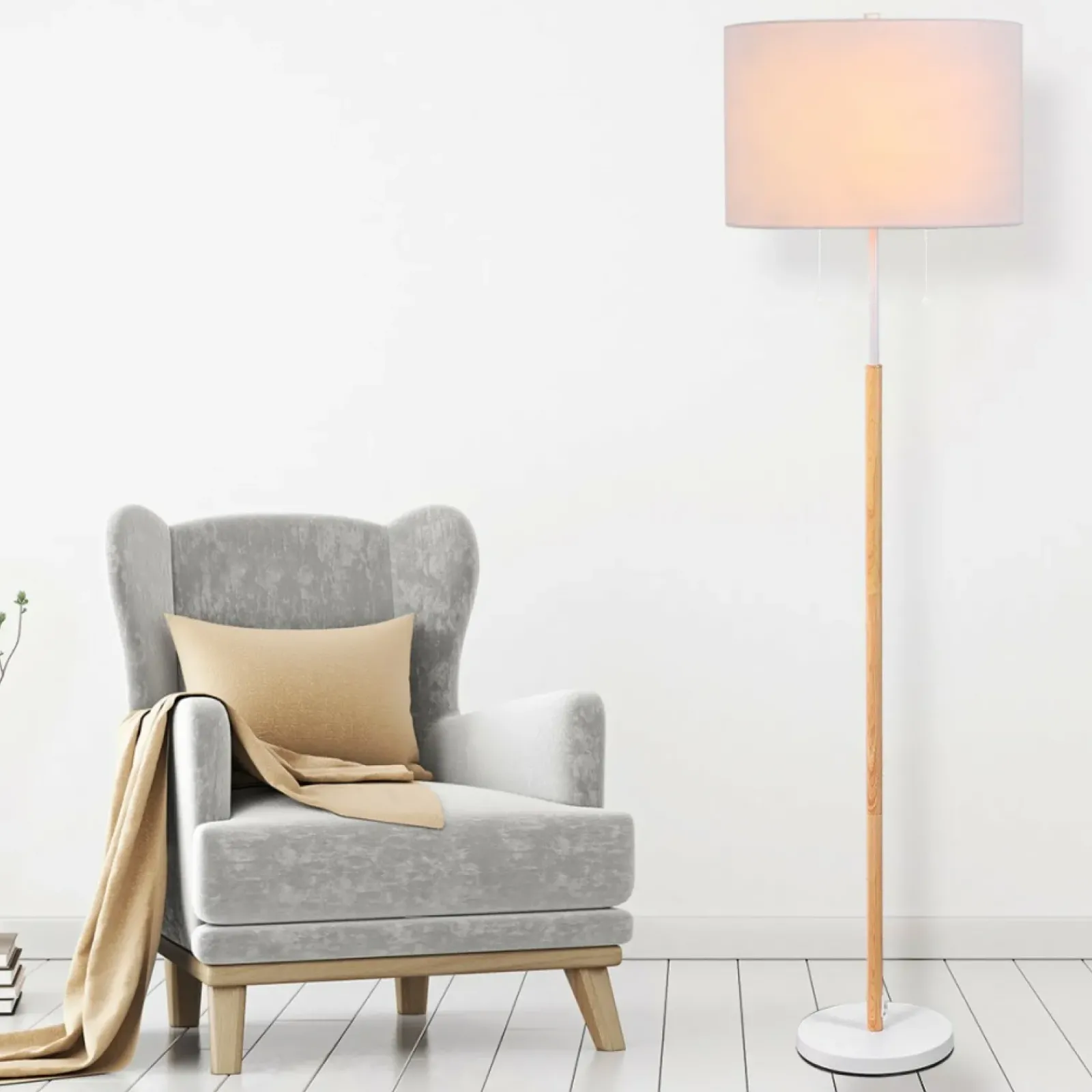 Sklep Kaja Ponadczasowa lampa podłogowa do sypialni LP-0304/2F WH FOGO | Kaja* Lampy Podłogowe Z Abażurem|Tradycyjne Lampy Podłogowe