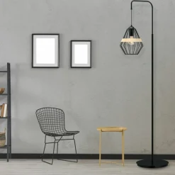 Sklep Kaja Ponadczasowa lampa podłogowa, druciany klosz MLP5528 z serii CLIFF | Kaja Oświet* Tradycyjne Lampy Podłogowe