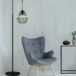 Sklep Kaja Ponadczasowa lampa podłogowa, druciany klosz MLP5528 z serii CLIFF | Kaja Oświet* Tradycyjne Lampy Podłogowe