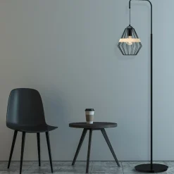 Sklep Kaja Ponadczasowa lampa podłogowa, druciany klosz MLP5528 z serii CLIFF | Kaja Oświet* Tradycyjne Lampy Podłogowe