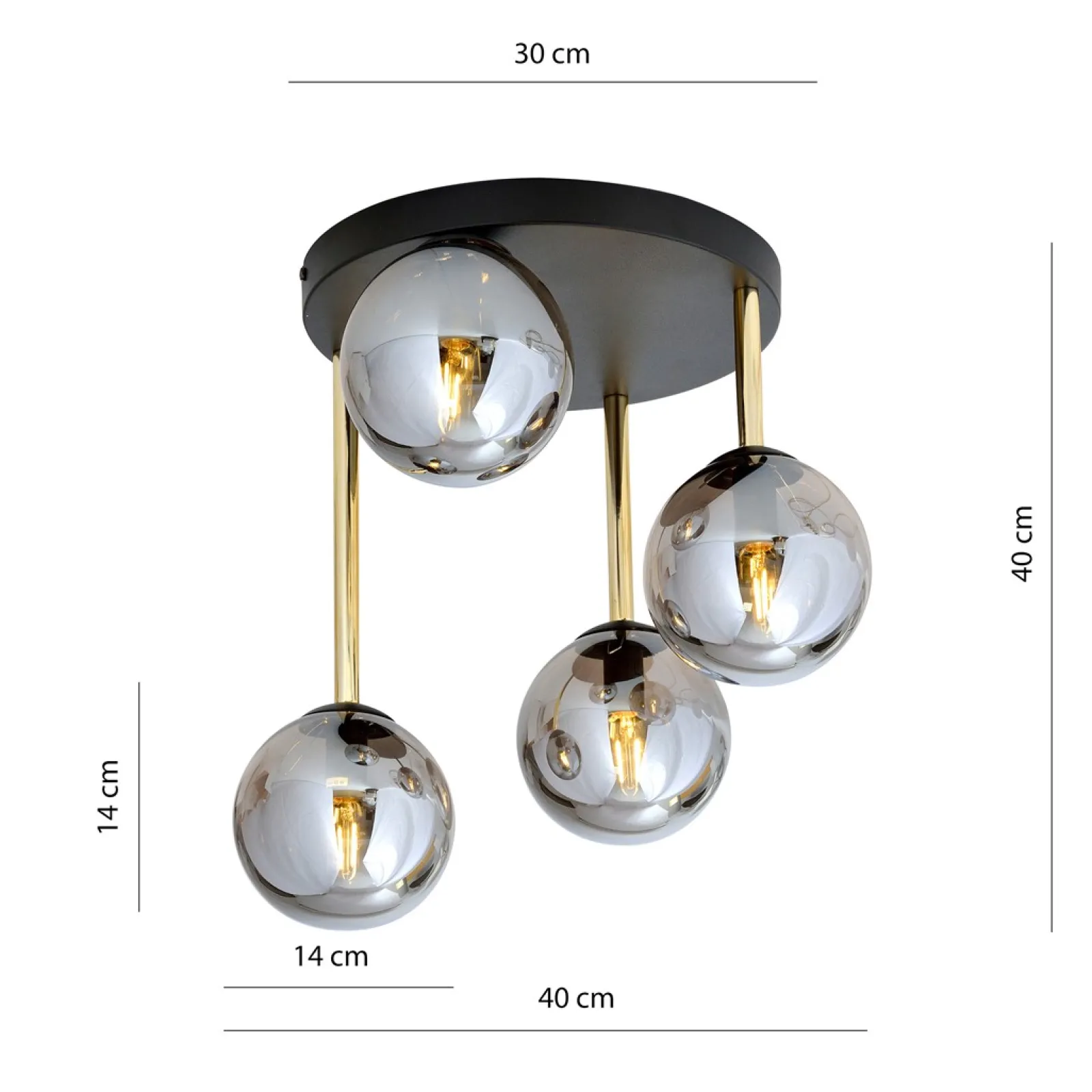 Sklep Kaja Ponadczasowa lampa sufitowa z ciemnymi kloszami 1259/4 z serii DOLCE* Plafony Nowoczesne