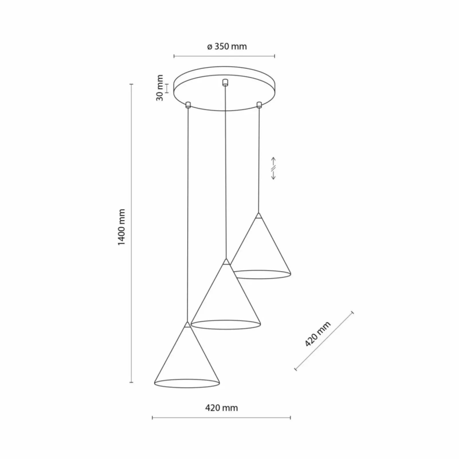 Sklep Kaja Ponadczasowa lampa wisząca do salonu TK 10012 CONO | Kaja Oświetlenie Clearance