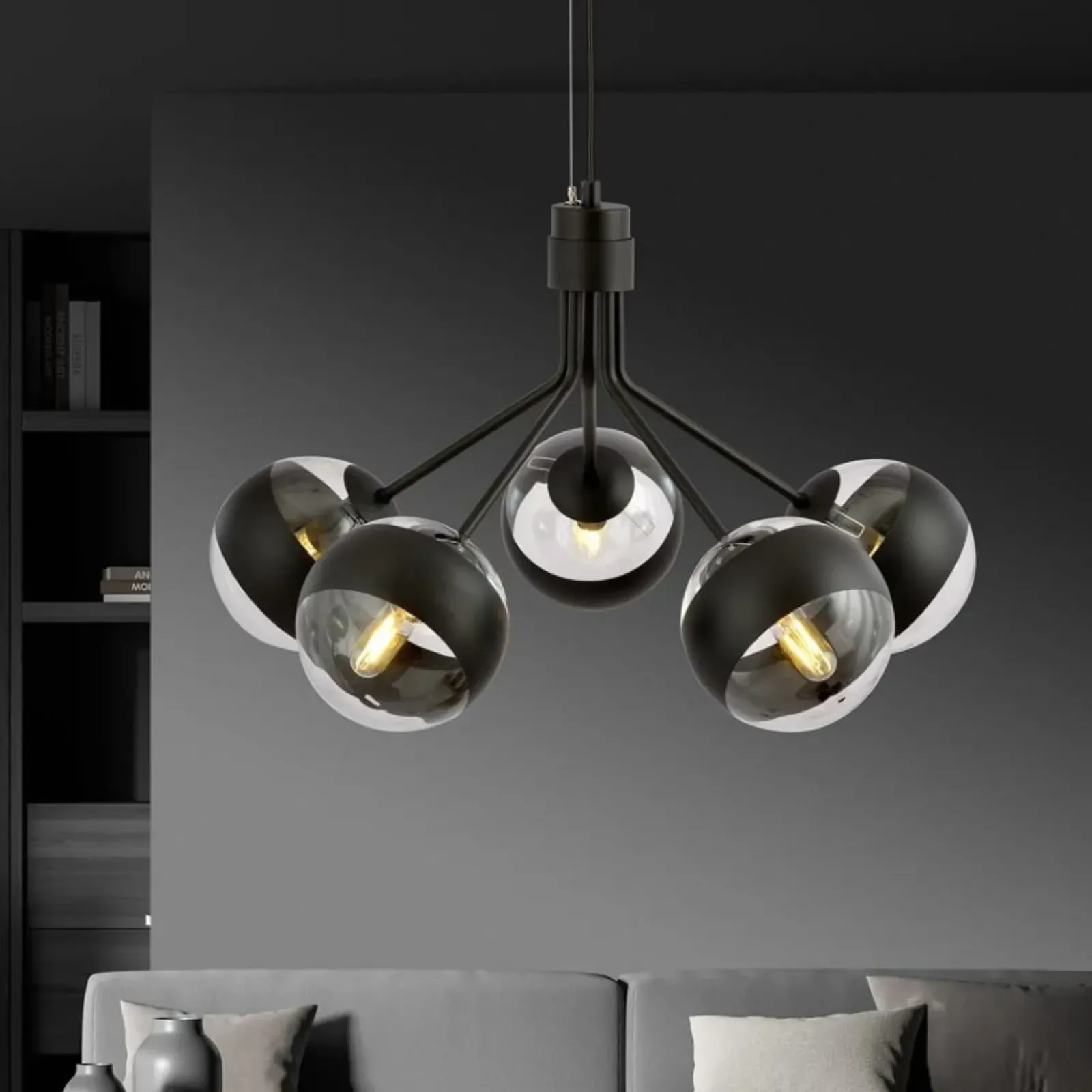 Sklep Kaja Ponadczasowa lampa wisząca z 5 kloszami 1139/5 NOVA | Kaja Oświetlenie Shop