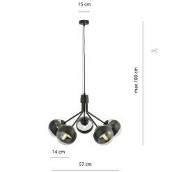 Sklep Kaja Ponadczasowa lampa wisząca z 5 kloszami 1139/5 NOVA | Kaja Oświetlenie Shop