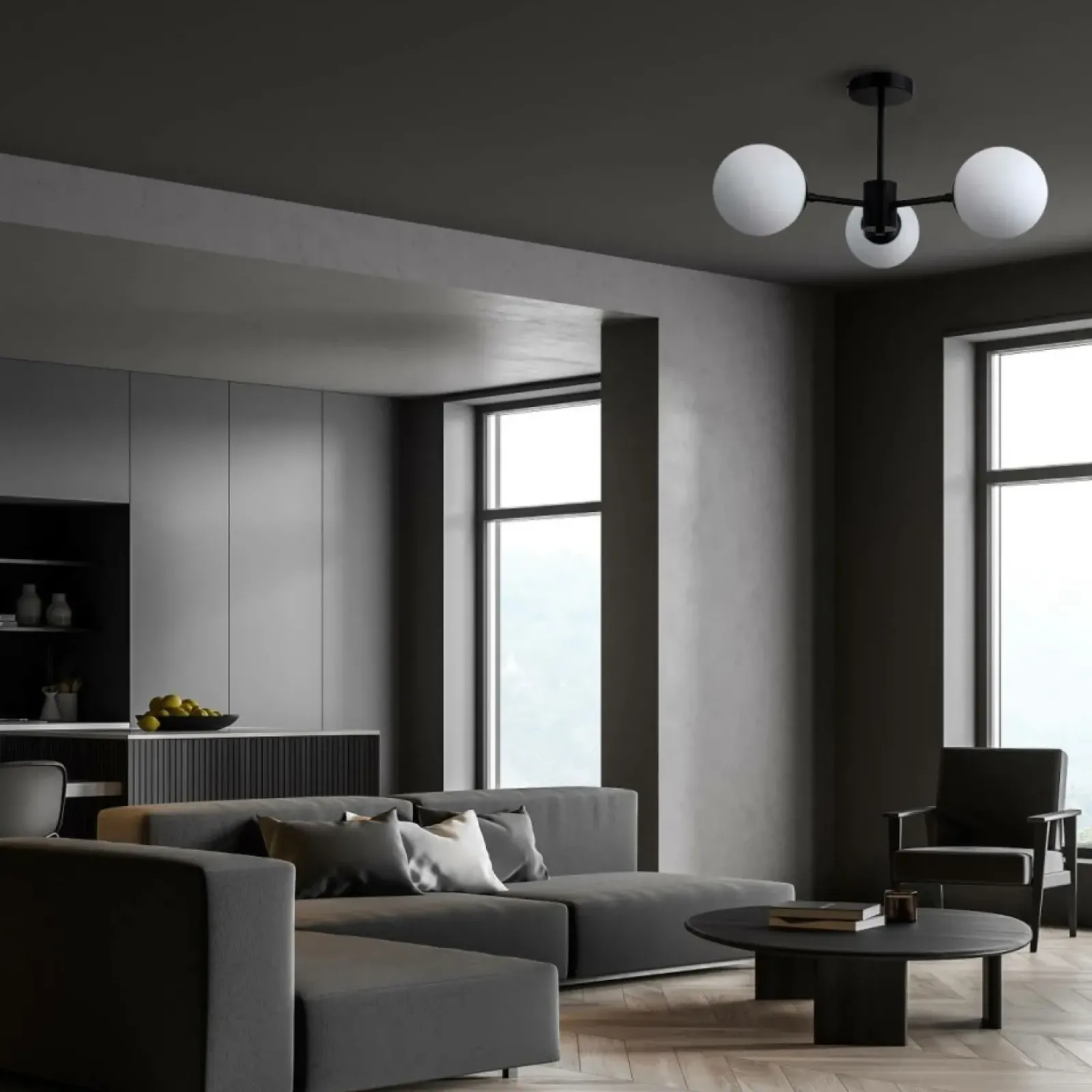Sklep Kaja Ponadczasowa lampa z okrągłymi kloszami LP-1345/3P BK z serii ROMA Best