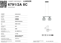 Sklep Kaja Ponadczasowa, prosta lampa z 2 kloszami 6791/2A 8C LUKSOR | Kaja Online