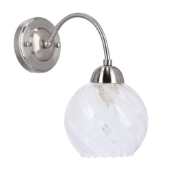 Sklep Kaja Ponadczasowa, srebrna lampa ścienna z kloszem 21-16317 BAIDA | Kaja* Kinkiety Tradycyjne
